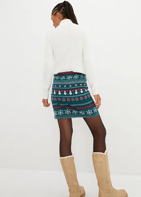 Minirok met Noors patroon van een katoen-elastan-mix, bonprix