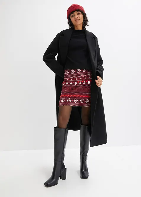 Minirok met Noors patroon van een katoen-elastan-mix, bonprix