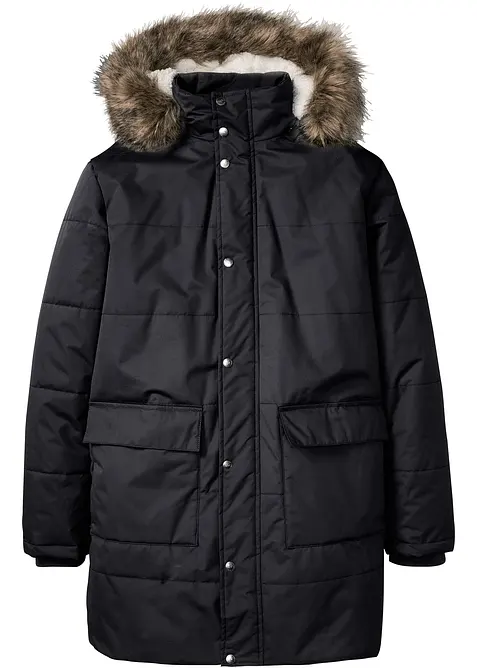 Gewatteerde winter parka met teddy voering en afneembare capuchon, bonprix