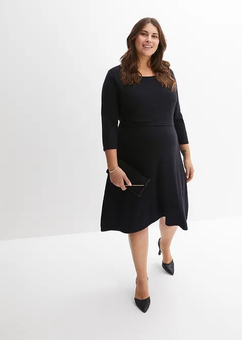 Gebreide 2-in-1 zwangerschapsjurk / voedingsjurk met glanzend garen, bonprix