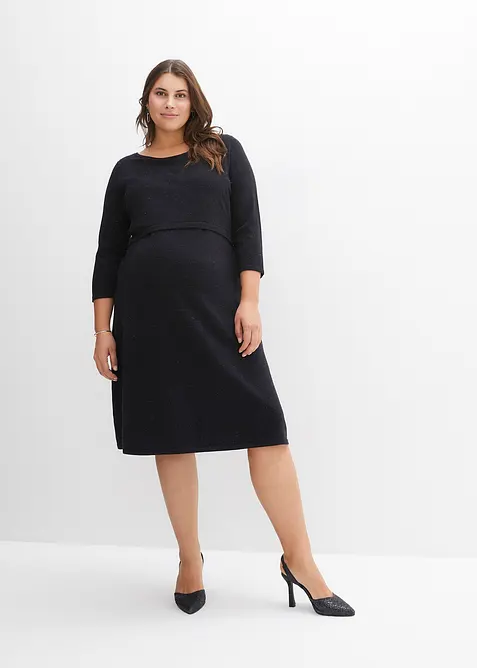 Gebreide 2-in-1 zwangerschapsjurk / voedingsjurk met glanzend garen, bonprix