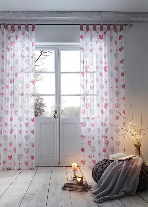 Vitrage met harten (1 stuk), bonprix