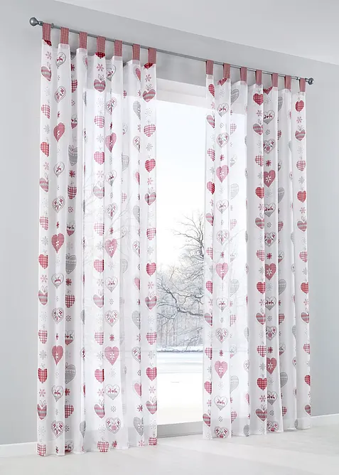 Vitrage met harten (1 stuk), bonprix