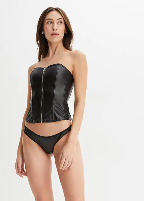 Bustier en string van imitatieleer (2-dlg. set), bonprix