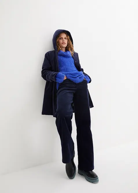 Oversized fluffy trui met een col, bonprix