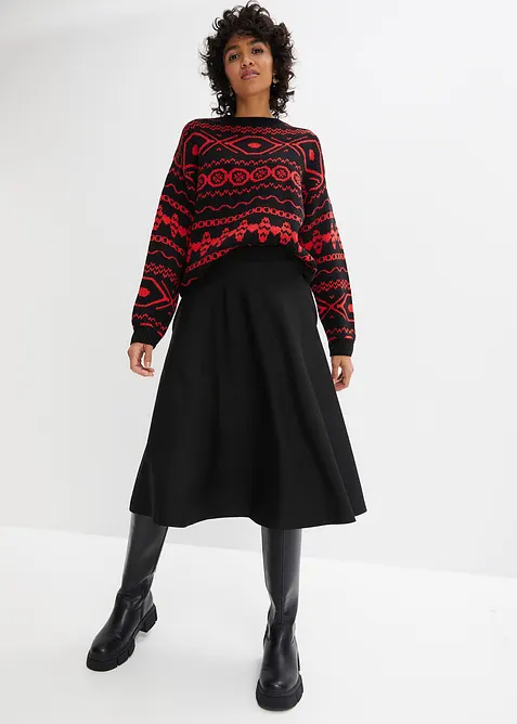 Midi rok van viscoseblend, knielengte, bonprix