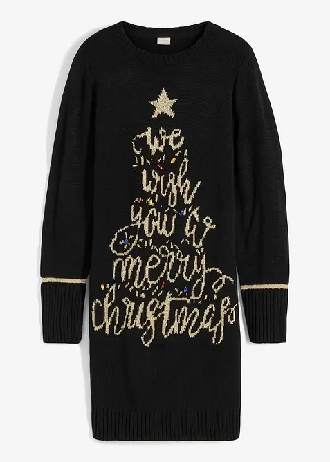 Gebreide jurk met kerstmotief, bonprix