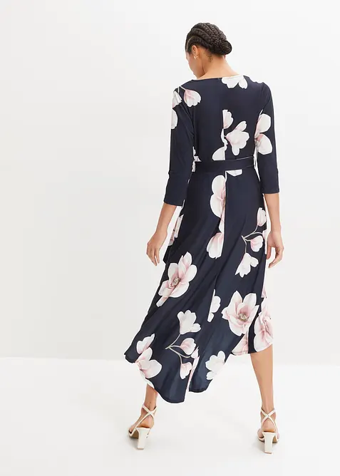 High-low jurk van jersey met strikceintuur, bonprix