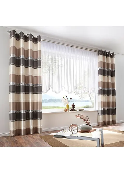 Transparante, korte vitrage met satijnen boord, bonprix