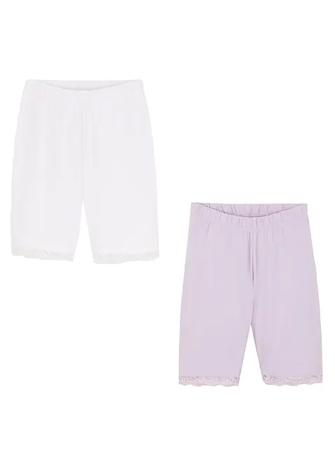 Meisjes biker short (set van 2) met kant en biologisch katoen, bonprix