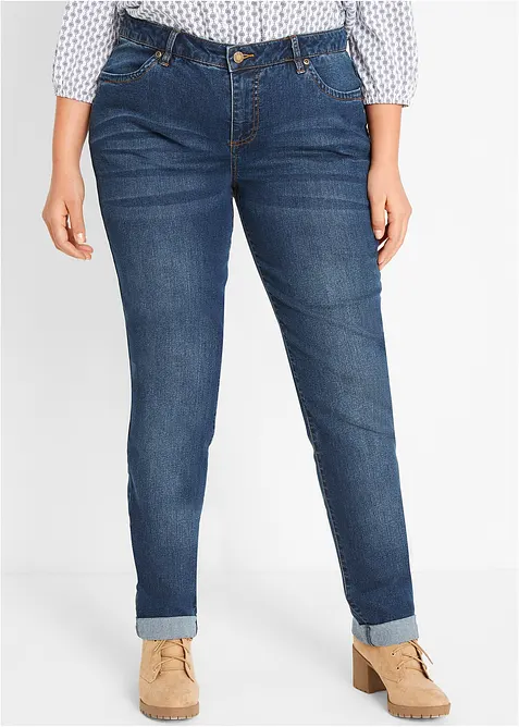 Stretch jeans mid waist, straight, bonprix