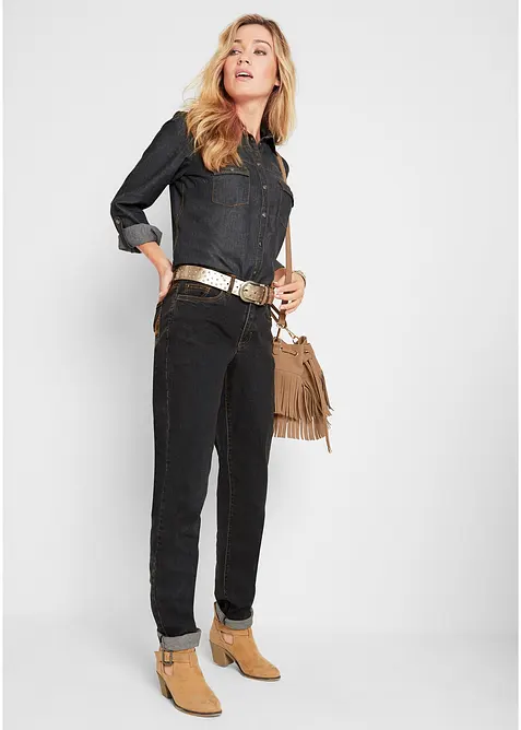 Mom jeans mid waist, long, bonprix