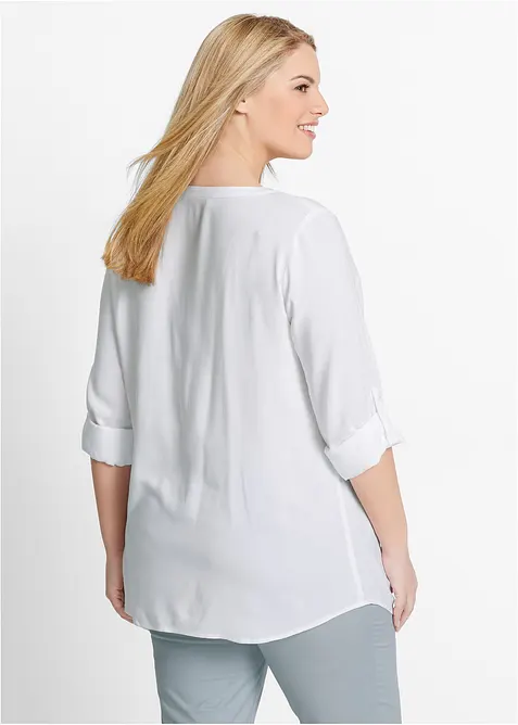 Blouse met lange mouwen en V-hals van vloeiende viscose, bonprix