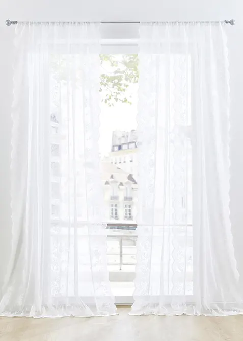 Transparant gordijn met bloemenborduursel (1 stuk), bonprix