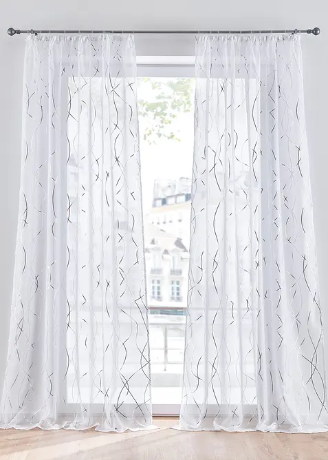 Transparant gordijn met glanzende print (1 stuk), bonprix