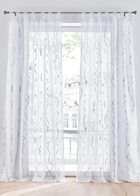 Transparant gordijn met glanzende print (1 stuk), bonprix