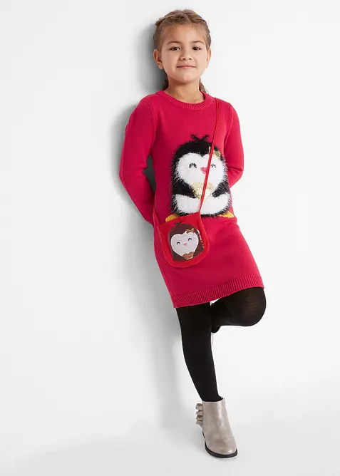 Gebreide meisjes jurk inclusief tasje (2-dlg. set), bonprix