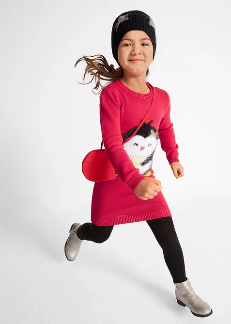 Gebreide meisjes jurk inclusief tasje (2-dlg. set), bonprix