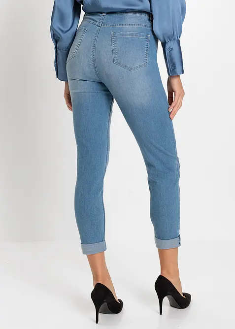 Slim fit jeans met mid waist, cropped, bonprix