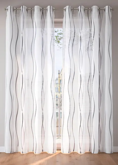 Transparant gordijn met golfmotief (1 stuk), bonprix