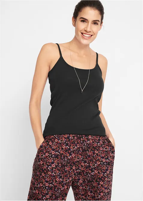 Top met spaghettibandjes van puur katoen (set van 3), bonprix