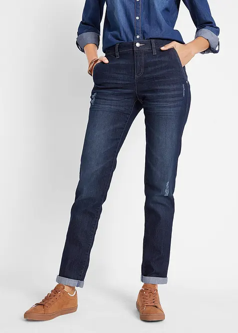 Comfort stretch boyfriend jeans, mid waist, bonprix