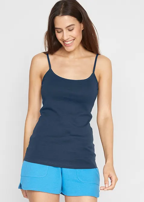 Top met spaghettibandjes van puur katoen (set van 3), bonprix