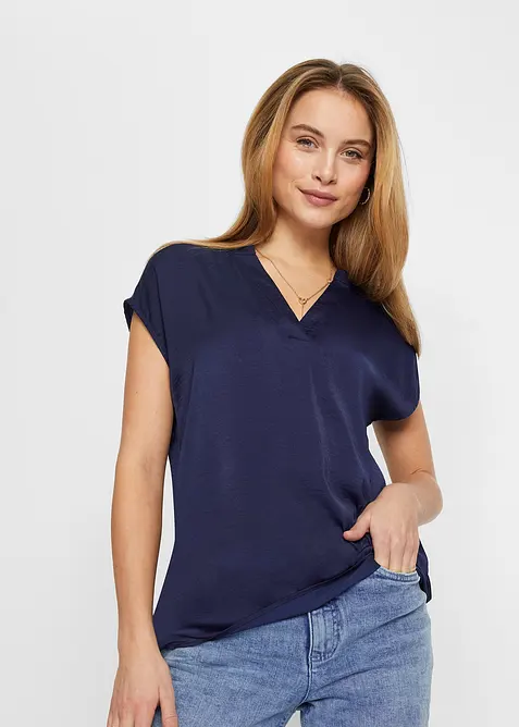 Blouse van soepel satijn met oversized schouders, bonprix