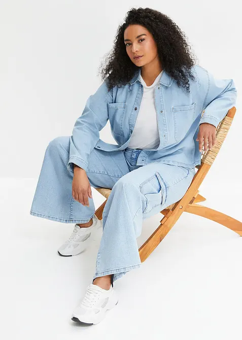 Cargo jeans mid waist, wid leg, bonprix