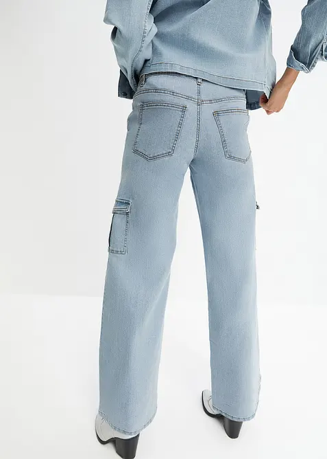 Cargo jeans mid waist, wid leg, bonprix