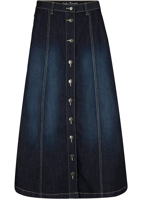 Comfort stretch spijkerrok, midilengte, bonprix