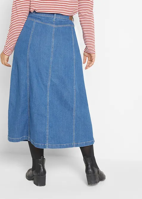 Comfort stretch spijkerrok, midilengte, bonprix