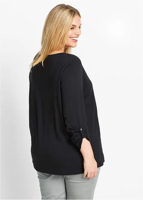 Shirt met knoopsluiting van biologisch katoen, bonprix