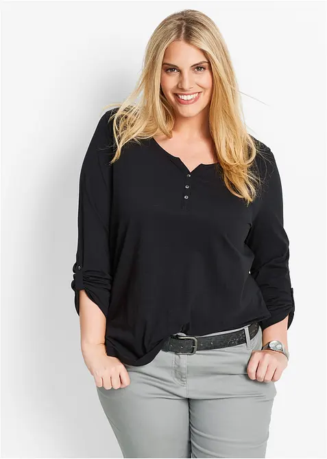 Shirt met knoopsluiting van biologisch katoen, bonprix