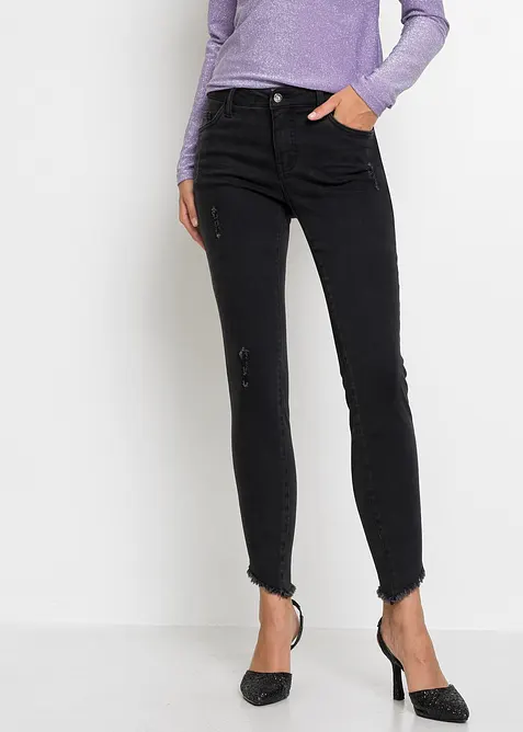 Skinny stretch jeans, mid waist, bonprix