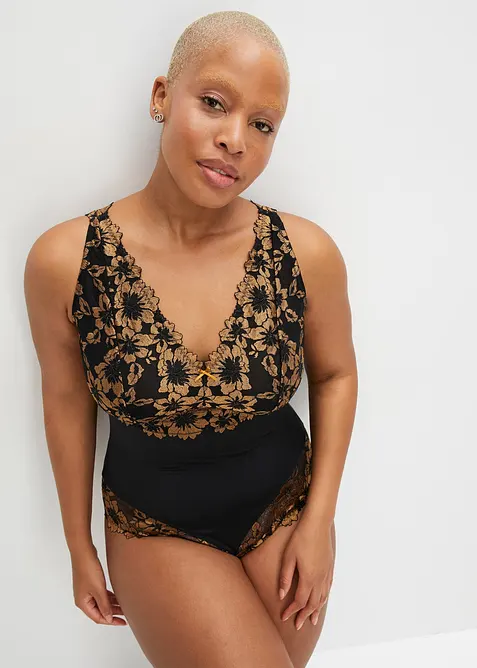 Body van gebloemd kant zonder beugels, bonprix