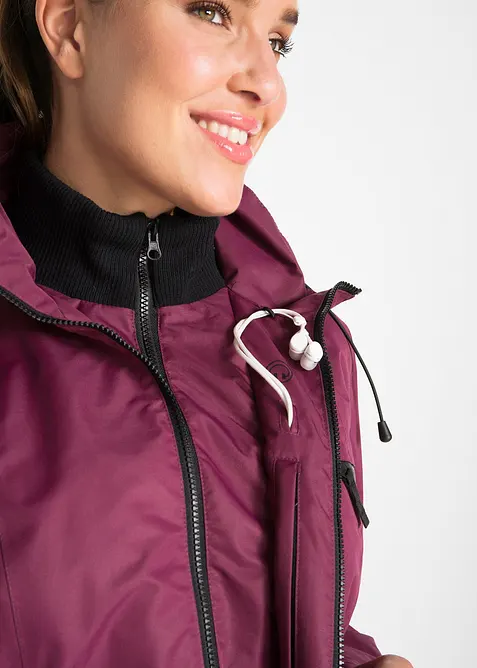 waterdichte functionele outdoor-overgangsjas met capuchon, 2-in-1-look, bonprix