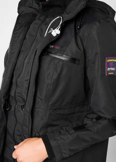 waterdichte functionele outdoor-overgangsjas met capuchon, 2-in-1-look, bonprix