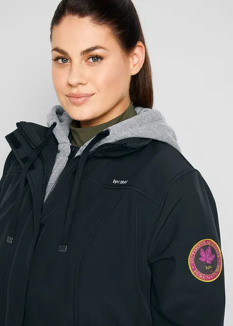 Lange softshell jas in layerlook, waterafstotend, bonprix