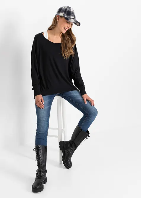 Longshirt en top in een viscosemix, bonprix