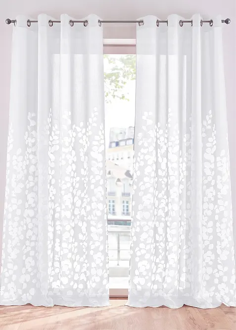 Transparant gordijn van ausbrenner met bladeren (1 stuk), bonprix