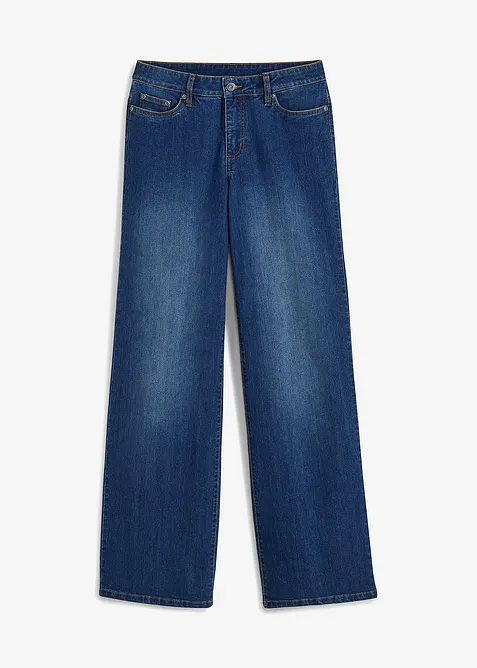 Wide leg jeans mid waist, stretch, bonprix