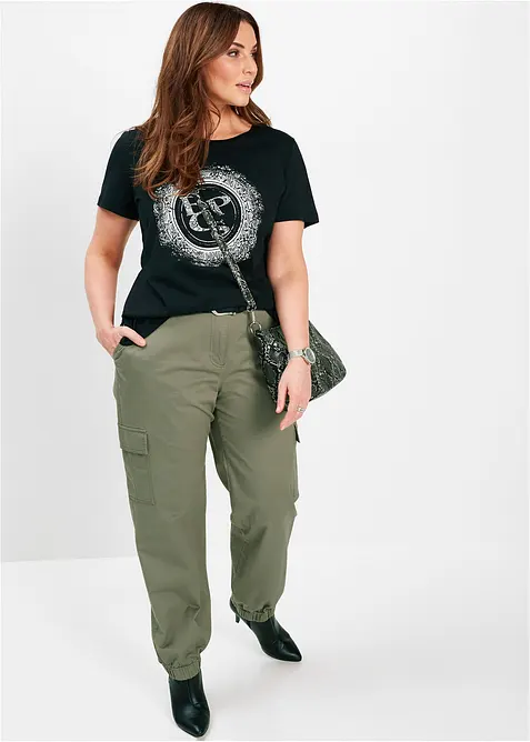 Cargo broek met stretch van katoen, bonprix