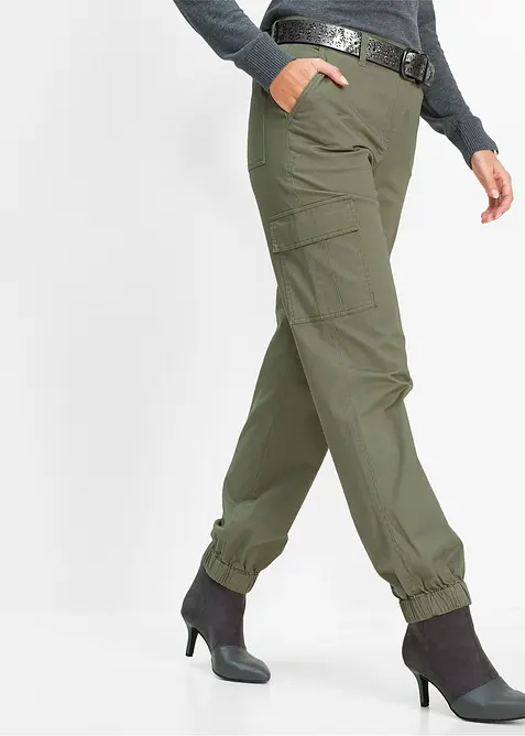 Cargo broek met stretch van katoen, bonprix