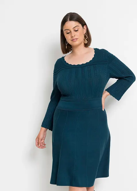 Gebreide jurk met ajourpatroon, bonprix