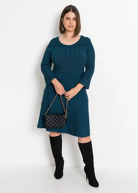 Gebreide jurk met ajourpatroon, bonprix