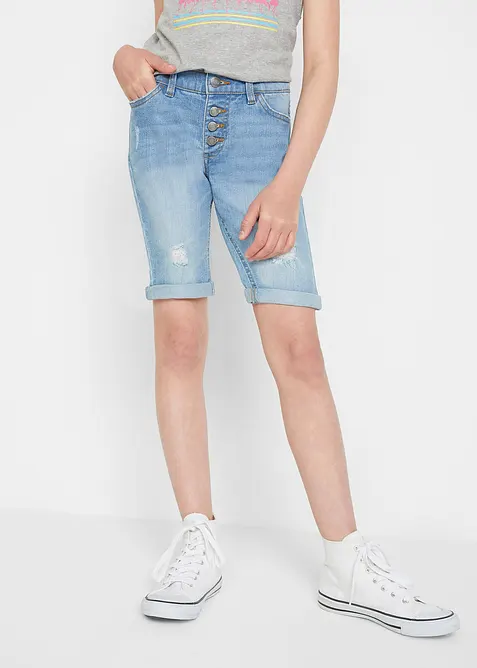 Meisjes stretch jeans short, mid waist, bonprix