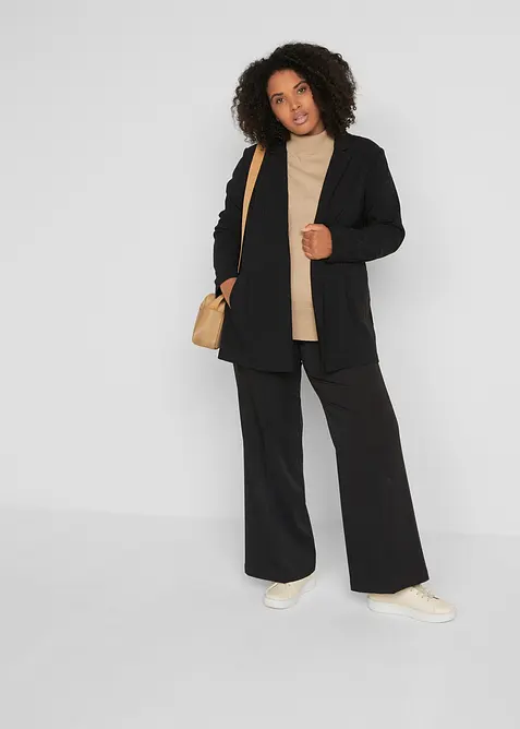 Fijngebreide basic trui met opstaande kraag en gerecycled materiaal, bonprix