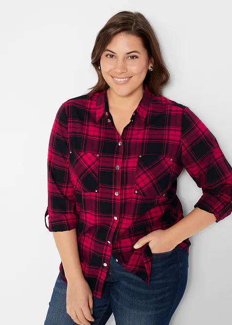 Geruite overhemblouse van katoen, bonprix