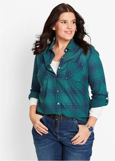 Geruite overhemblouse van katoen, bonprix